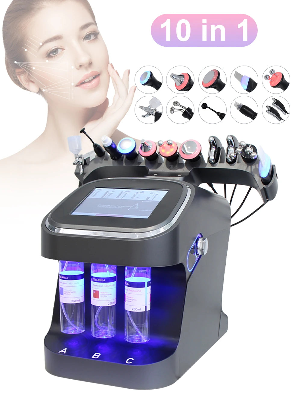 10 IN1 Hydra Beauty Skin Cleansing Facial Machine Water Aqua Peeling Equipment