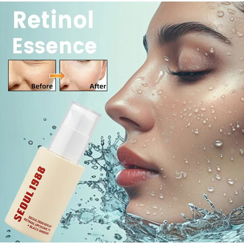 Korean 1988 Retinol Face Care Serum,Black Ginseng Niacinamide Vitamin C Moisturizing Firming Ampoule,Anti Aging Wrinkle Skincare