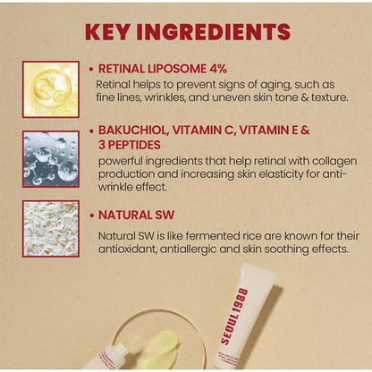 Korean 1988 Retinol Face Care Serum,Black Ginseng Niacinamide Vitamin C Moisturizing Firming Ampoule,Anti Aging Wrinkle Skincare